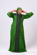 Adeola Flared Sleeve Long Dress - Green