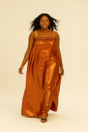 Kaltume Striped Dress - gold/red