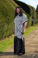 Ajibola Stripped Maxi Dress - black and white