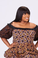Ifeoluwa African Print Maxi Skirt With A Matching Blouse -brown