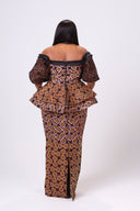 Ifeoluwa African Print Maxi Skirt With A Matching Blouse -brown