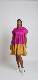 Kaira Tiered Color-Block Mini Dress