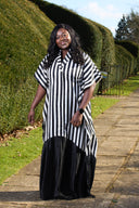 Ajibola Stripped Maxi Dress - black and white