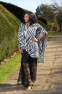 Ajibola Stripped Maxi Dress With Flower Laced Skirt