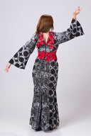 Dina Long Flared Dress With A Sparkle Lace Detail