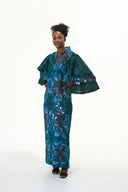 Oluwayemisi Butterfly Sleeve Adire Dress – Emerald Blue