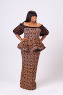 Ifeoluwa African Print Maxi Skirt With A Matching Blouse -brown