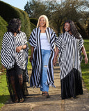 Ajibola Stripped Maxi Dress With Flower Laced Skirt