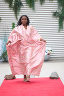 Imisioluwa Pink Short Sleeve Pleated Damask Boubou