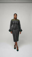 Téní Lace-Neck Midi Dress