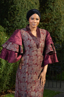 Oluwayemisi Butterfly Sleeve Dress - Purple