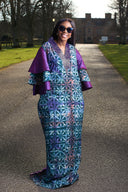 Oluwayemisi Butterfly Sleeve Dress - Blue/Purple