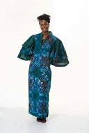 Oluwayemisi Butterfly Sleeve Adire Dress – Emerald Blue