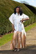 Ajibola Pleated Flowered Maxi Dress - Gold