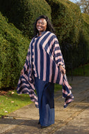 Kemi Stripped Shirt with cascading sleeve - blue/red